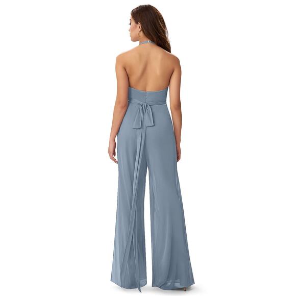 AZAZIE Dua 0 Maroon Burgundy Jumpsuit Pantsuit Bridesmaid Formal Halter Backless - Picture 7 of 7